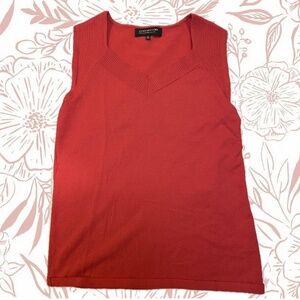 red sleeveless vneck knitted top